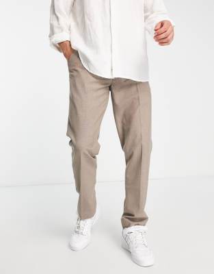 French Connection regular fit pants in fawn-Neutral