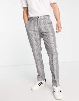 French Connection regular fit pants in gray check