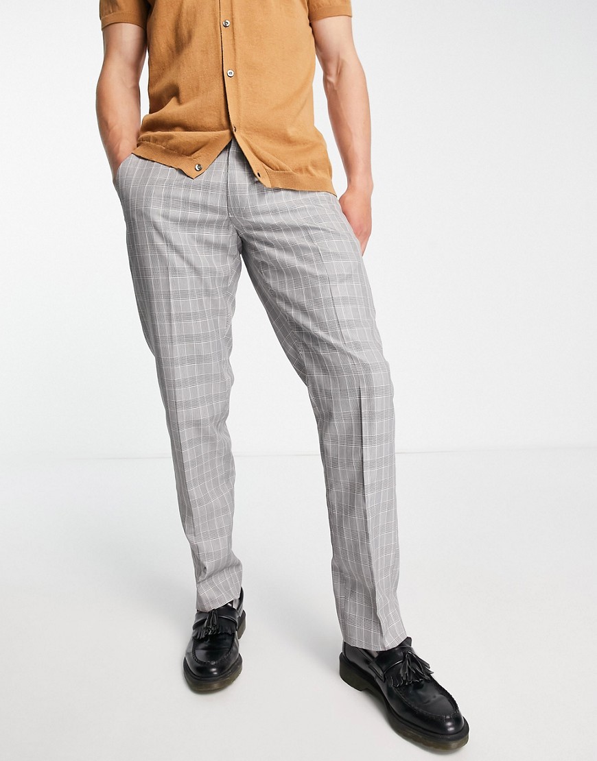 French Connection regular fit pants in gray check
