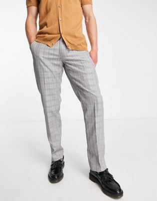 French Connection regular fit pants in gray check - ASOS Price Checker