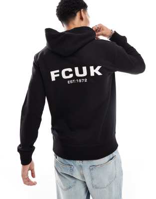 French Connection relaxed hoodie with logo in black