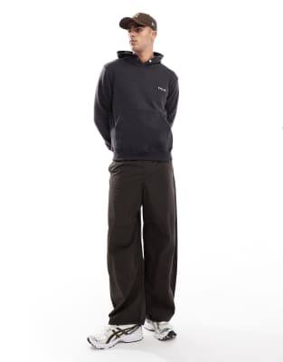 French Connection Mens French Connection relaxed hoodie with logo in charcoal-Grey