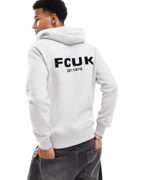 French Connection relaxed hoodie with logo in grey - view 1