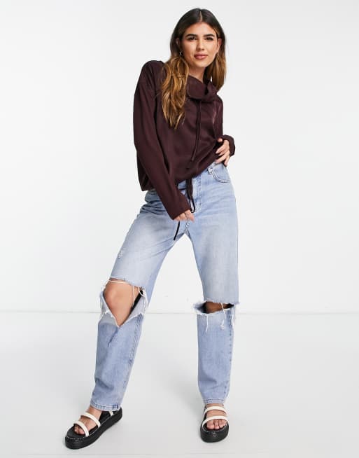 French Connection renya drawstring sweater in brown | ASOS