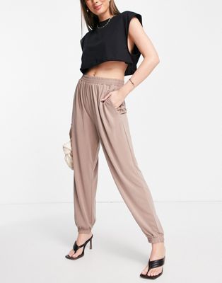 French Connection Renya jersey joggers in brown