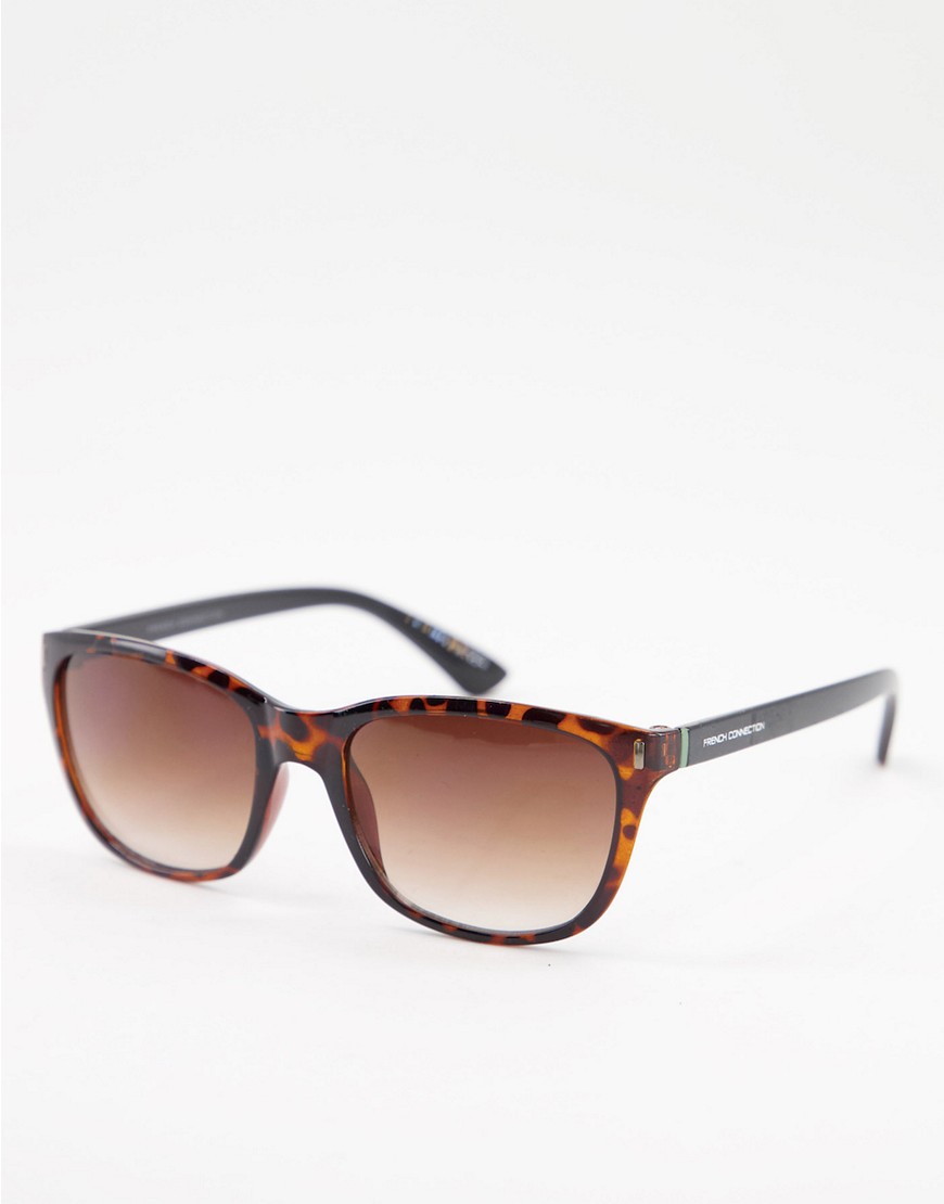 French Connection Retro Style Square Lens Sunglasses-brown