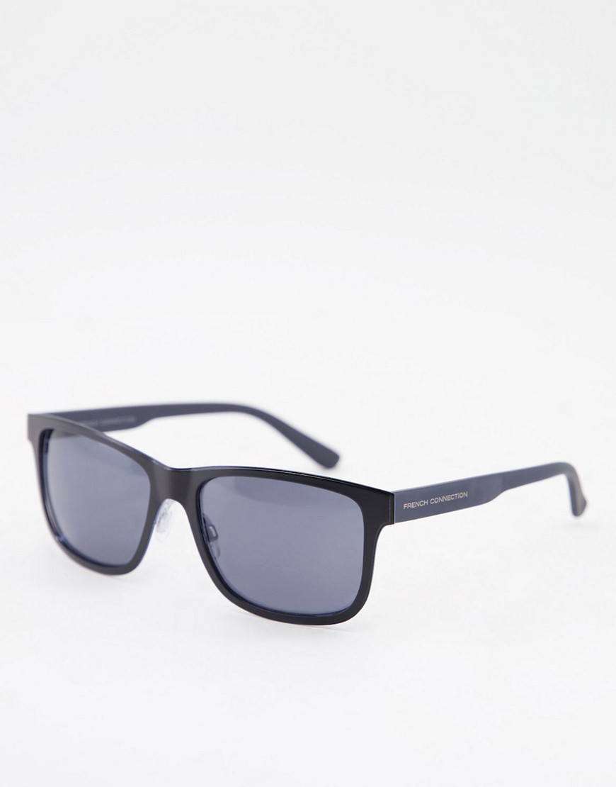 French Connection Retro Style Square Lens Sunglasses-black