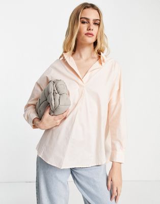 French Connection rhodes poplin popover shirt in pink