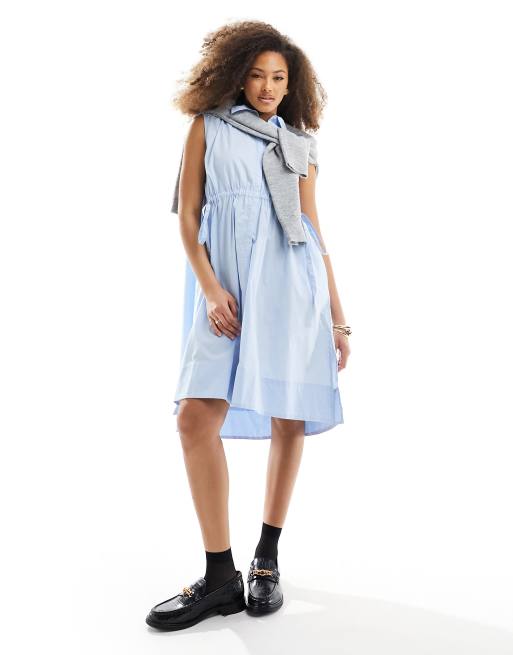 French Connection Rhodes poplin shirt mini dress in light