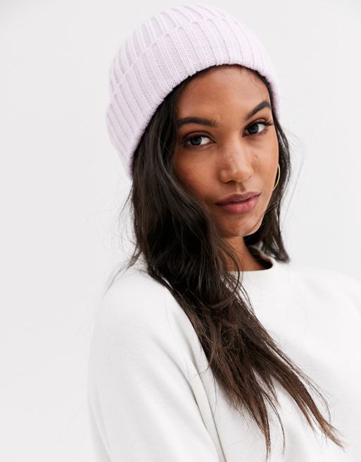 French Connection ribbed beanie hat in lavender marl | ASOS