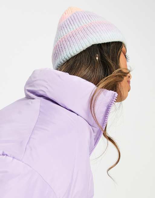 French Connection ribbed ombre beanie hat in multi