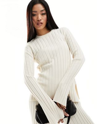French Connection ribbed sweater knit co-ord in ecru