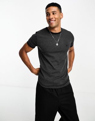 French Connection ringer t-shirt in charcoal mel - ASOS Price Checker
