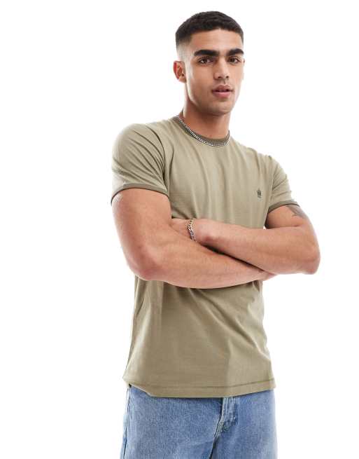 French Connection ringer T-shirt in khaki