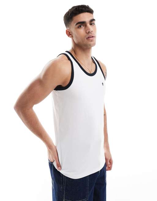 French Connection ringer tank top in white and navy