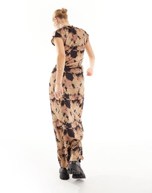 French Connection Riya Ava tie dye midi skirt in neutral print part of a set ASOS