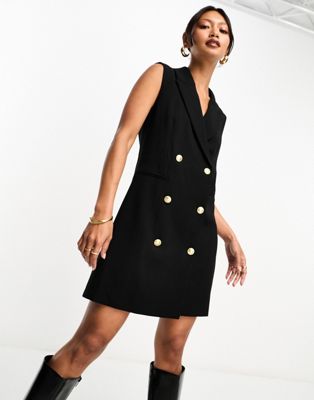 French Connection sleeveless button front blazer mini dress in black - ASOS Price Checker
