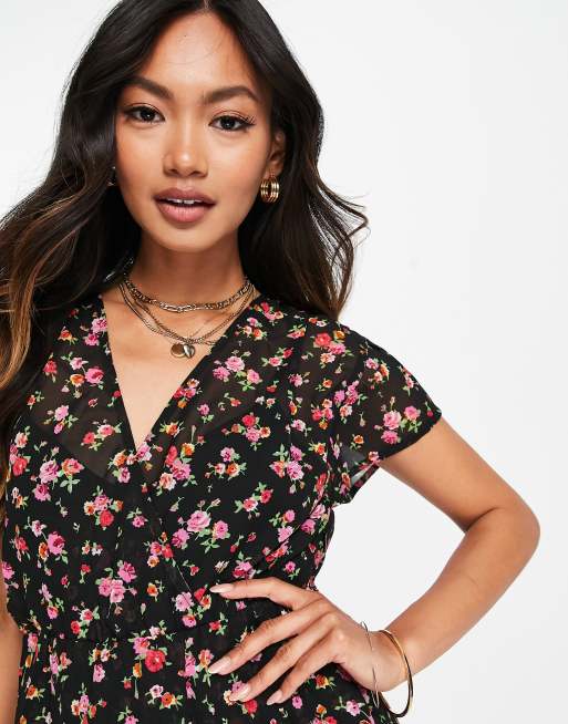 French Connection - Robe courte à imprimé petites fleurs - Noir, 3 de 4