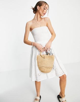 French Connection shirred bandeau mini dress in white - ASOS Price Checker