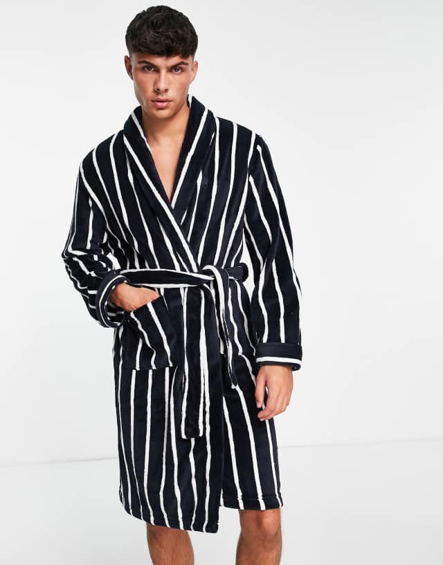 French Connection robe in navy and ecru stripe