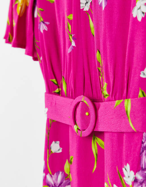 Robe évasée Sans Manches French Connection - Imprimé Fleurs Multicolores Sur Noir, Taille 2, Occasion