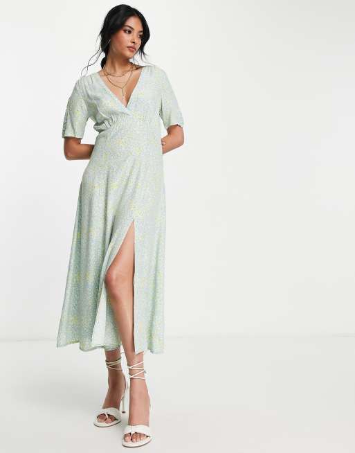 French Connection - Robe rétro à manches courtes et motif petites fleurs