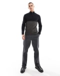 [French Connection Mens] French Connection roll neck half zip jumper in contrast navy in grey-Multi Chest 38 Marine/charcoal