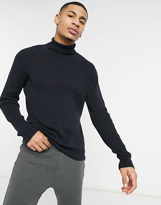 French Connection roll neck jumper in navy | ASOS