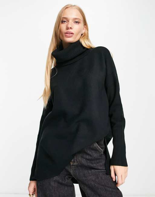French Connection roll neck sweater in black ASOS