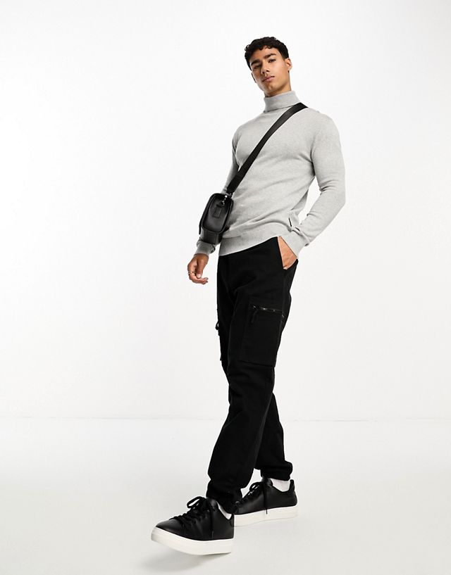 French Connection roll neck sweater in light gray