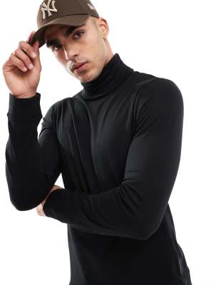 French Connection roll neck top in black