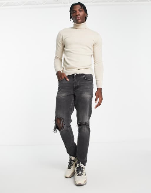 French Connection – Rollkragenpullover in Steingrau