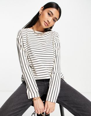 French Connection Rosana long sleeve tshirt in white