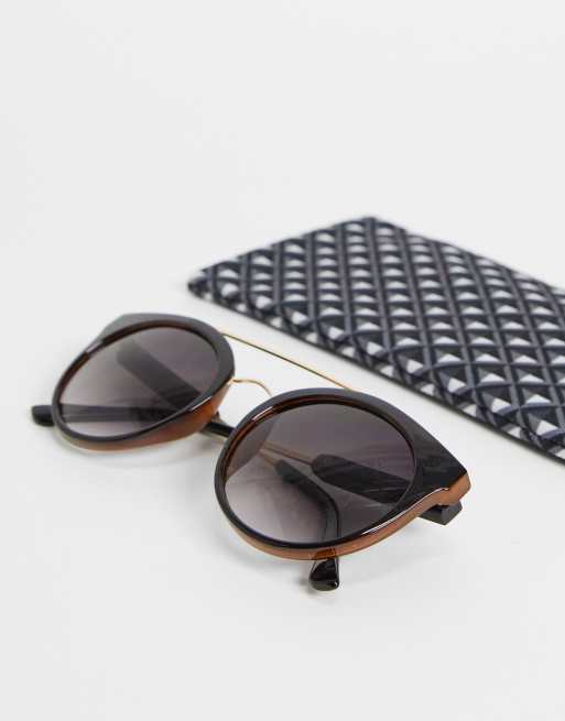 French Connection round lens sunglasses in black