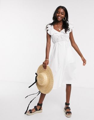 linen white midi dress