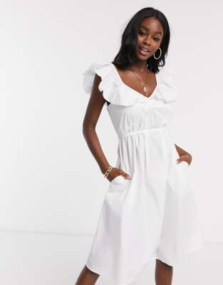 white midi linen dress