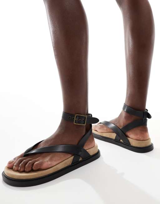 French Connection – Sandalen in Schwarz mit Fußbett