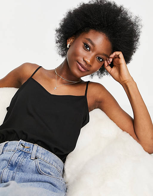 French Connection satin cami bodysuit in black