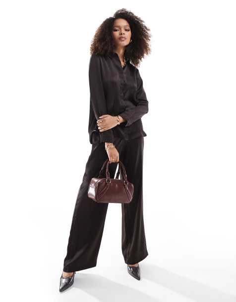 French Connection Satin co-ord in chocolate - view 1