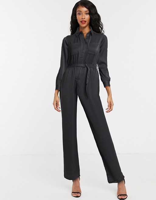 French Connection satin jumpsuit in grey