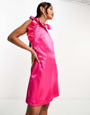 French Connection Adora Womens Satin Polyester Mini Dress In Pink