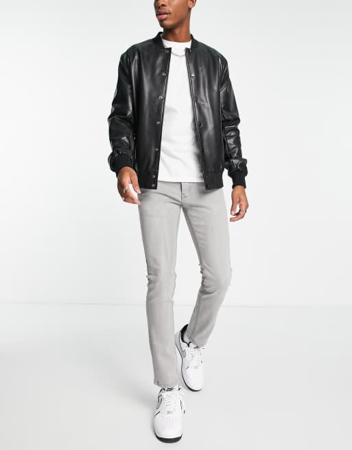 French Connection – Schmal geschnittene Jeans in Hellgrau