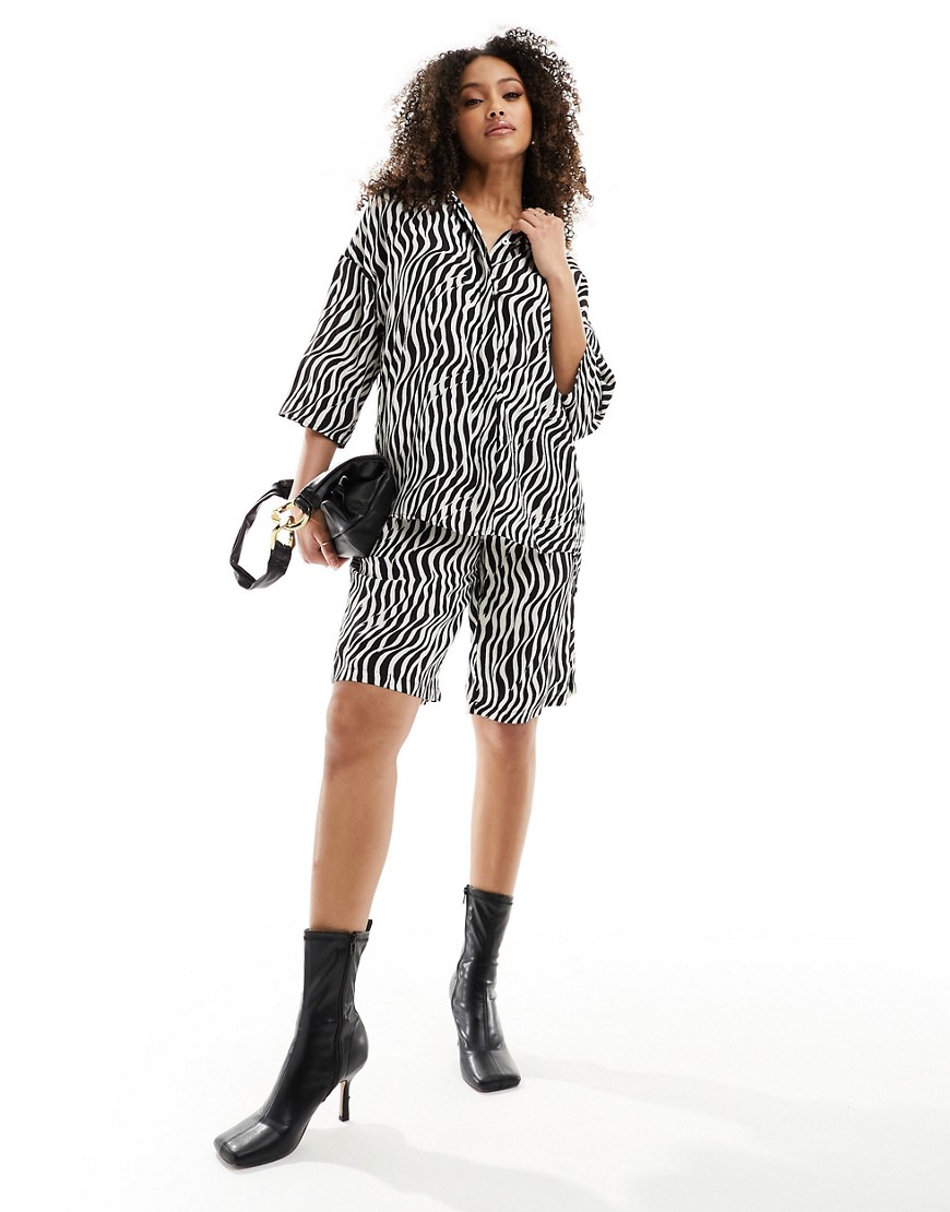 French Connection Seine tailored shorts in zebra print co-ord-Multi