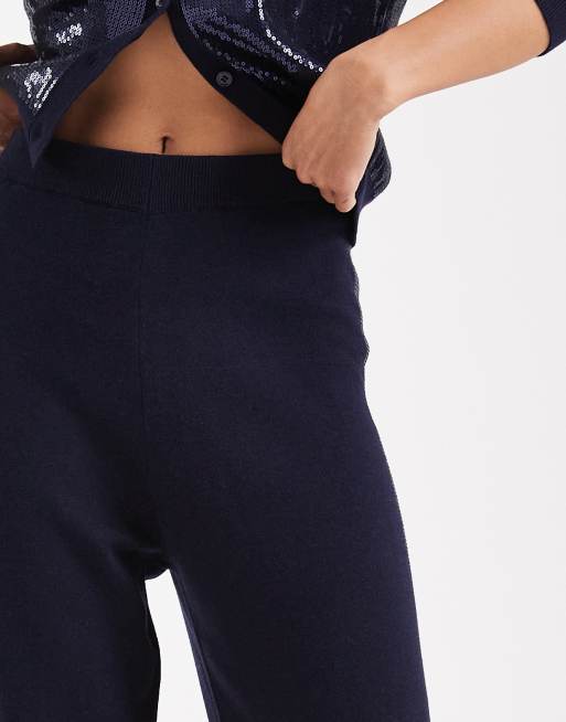 French Connection sequin panel wide leg trousers co-ord in navy, 5 of 5