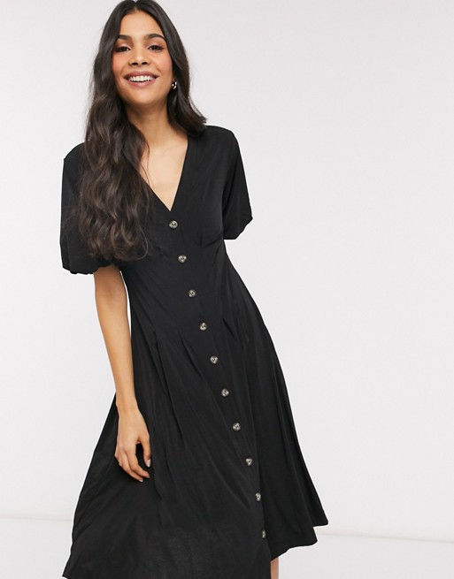 French Connection Serafin slinky button through dress in black