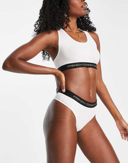 French Connection - Set met crop top en string in zwart en goud