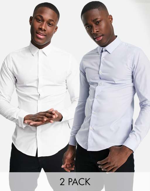 French Connection - Set van 2 nette skinny overhemden