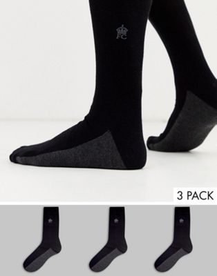 French Connection - Set van 3 bamboo sokken in zwart