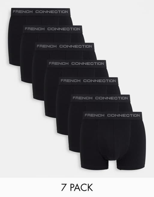 French Connection - Set van 7 boxershorts in zwart