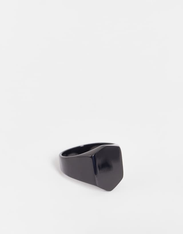 French Connection shield ring in black